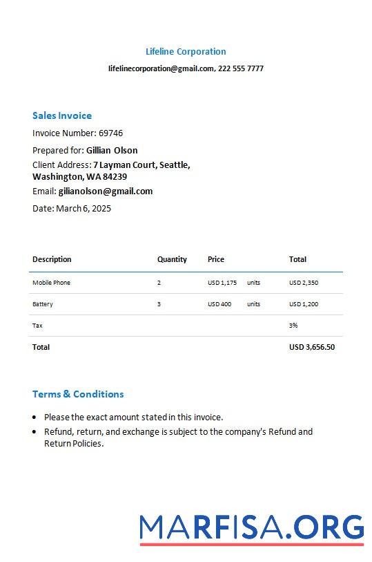 Blank Free Sales Invoice Template